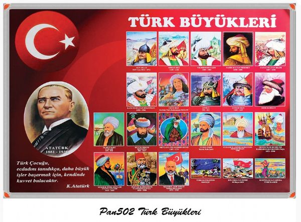Türk Büyükleri TEK PARÇA 70*100 ALÜMİNYUM ÇERÇEVE
