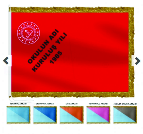 Okul Flaması Özel Yapım (100 Cm X 150 Cm) (KURUM TANITIM YÖNETMELİĞİNE UYGUN)