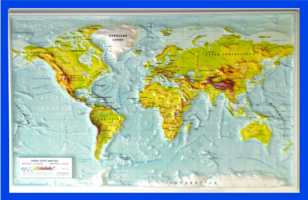 Dünya Fiziki Haritası Kabartma (35 Cm X 50 Cm)