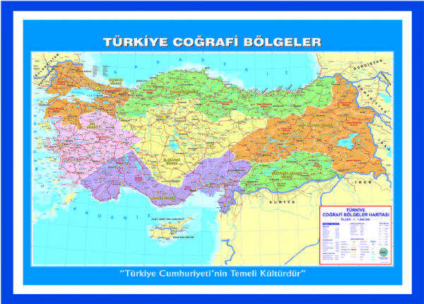 Türkiye Bölgeler Haritası (Kabartma - 70 Cm X 100 Cm)